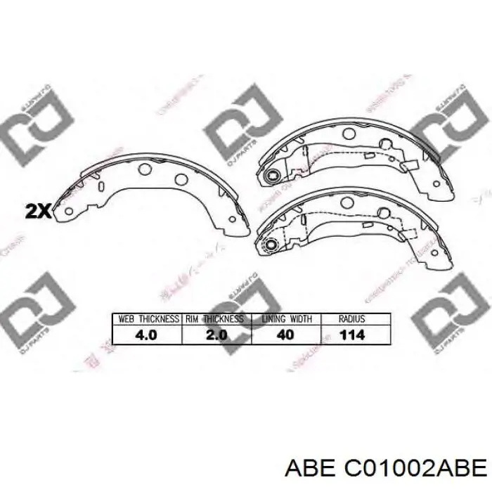 Колодки гальмові задні, барабанні C01002ABE ABE