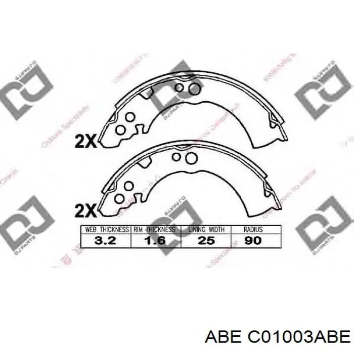 Купити C01003ABE ABE Колодки гальмові задні, барабанні