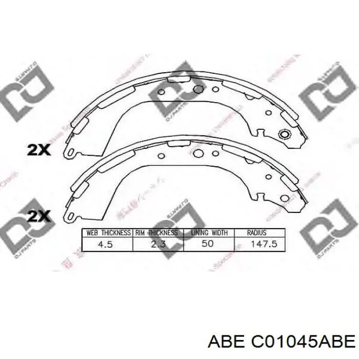 Купити C01045ABE ABE Колодки гальмові задні, барабанні