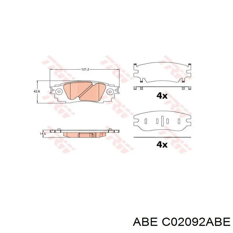 Колодки ручника / стоянкового гальма ABE C02092ABE ціна, від 24.76 USD