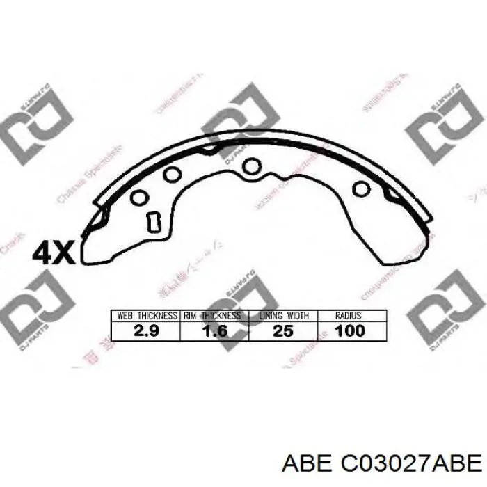 Колодки гальмові задні, барабанні C03027ABE ABE