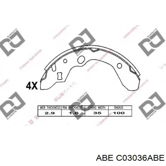 Колодки гальмові задні, барабанні ABE C03036ABE ціна, від 13.81 USD
