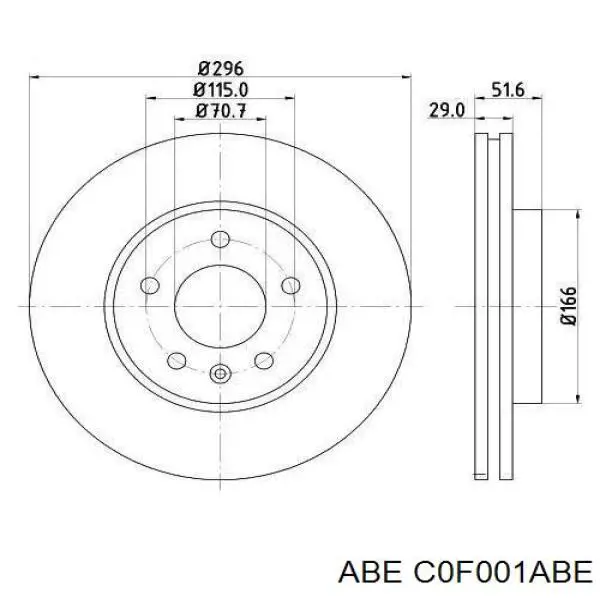 C0F001ABE ABE Колодки гальмівні задні, барабанні