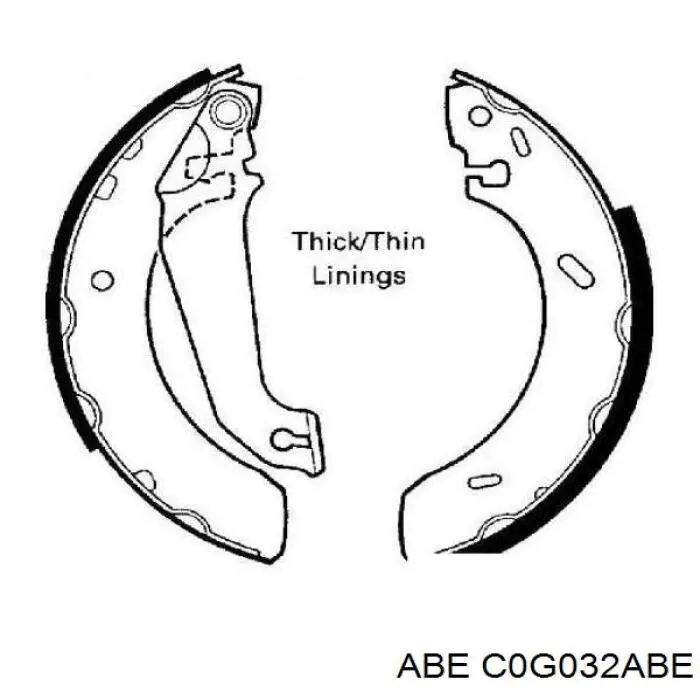 Колодки гальмові задні, барабанні C0G032ABE ABE