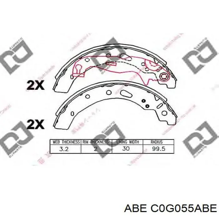 Колодки гальмові задні, барабанні C0G055ABE ABE