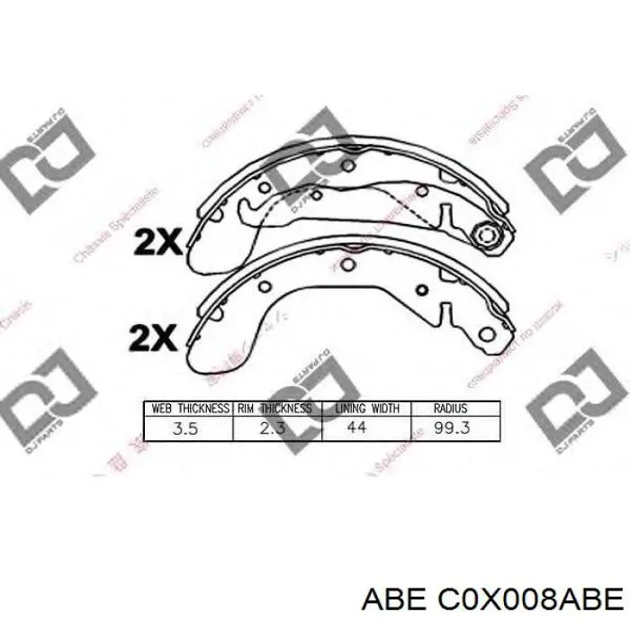 Купити C0X008ABE ABE Колодки гальмові задні, барабанні