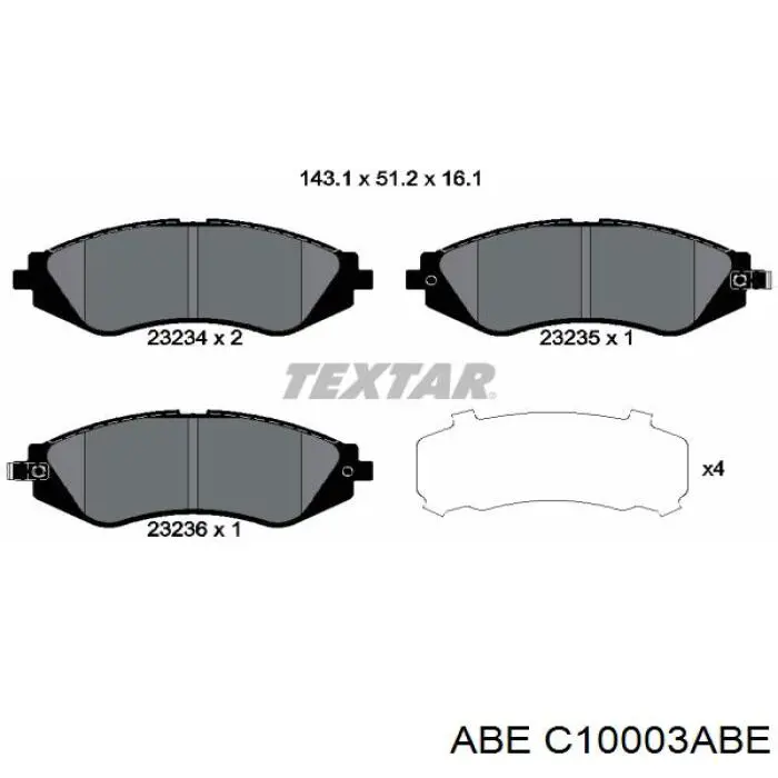 Колодки гальмівні передні, дискові C10003ABE ABE