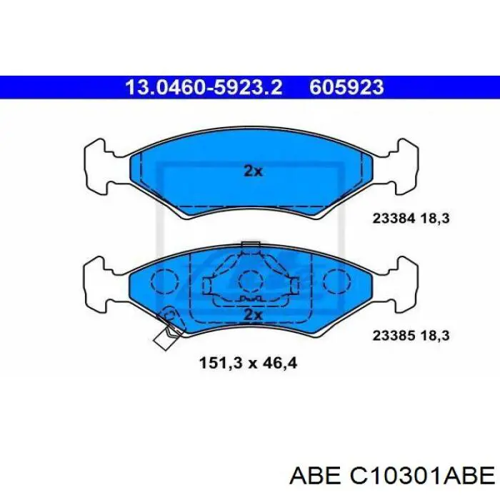 Гальмівні колодки ABE C10301ABE ціна, від 17.94 USD