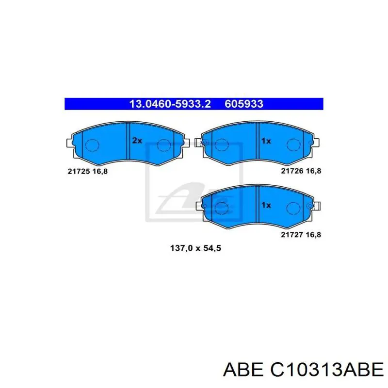 Купити C10313ABE ABE Колодки гальмівні передні, дискові