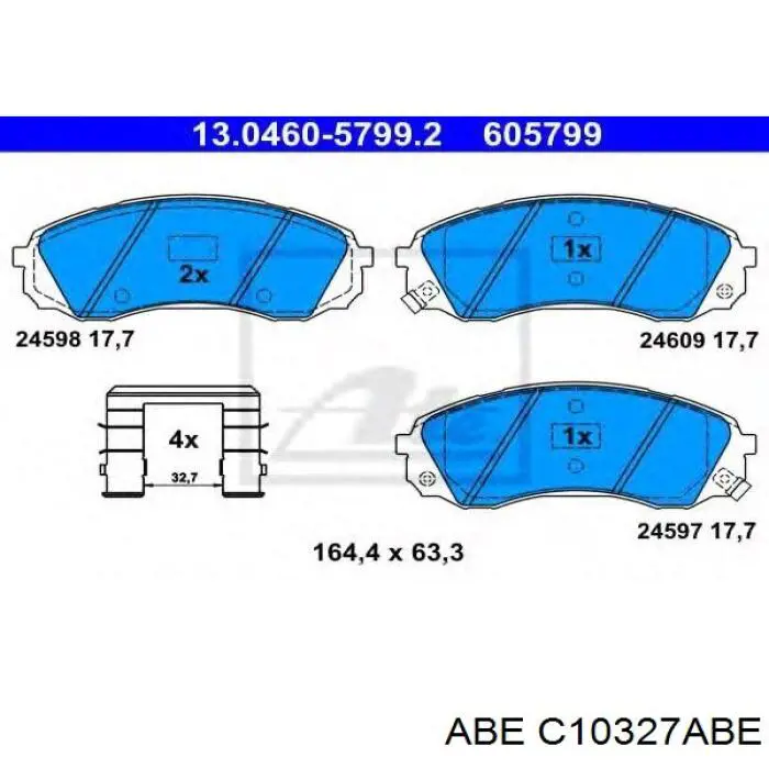 Гальмівні колодки ABE C10327ABE ціна, від 30.40 USD