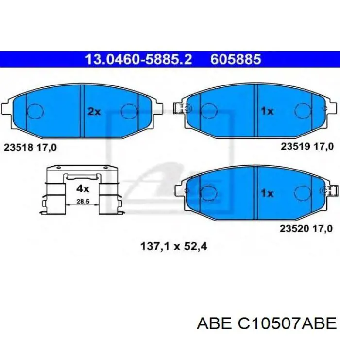 C10507ABE ABE Передні гальмівні колодки