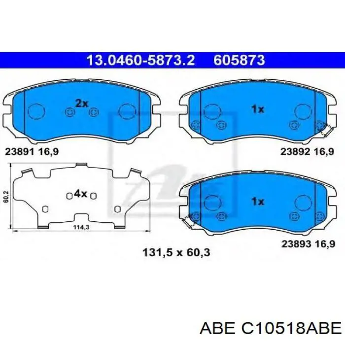 Гальмівні колодки ABE C10518ABE ціна, від 17.81 USD