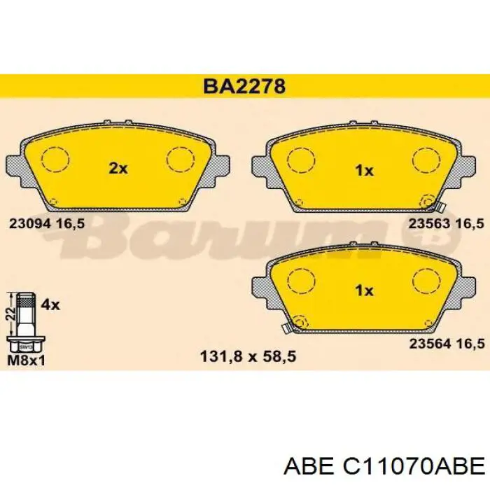Купити C11070ABE ABE Колодки гальмівні передні, дискові