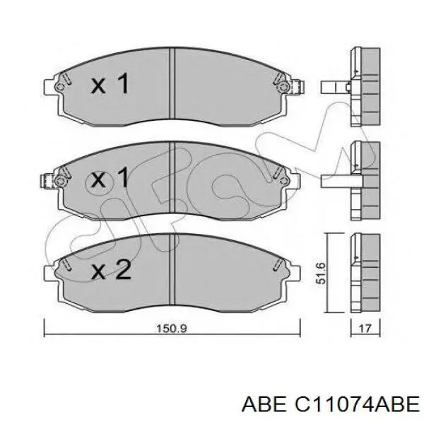 Гальмівні колодки ABE C11074ABE ціна, від 21.23 USD