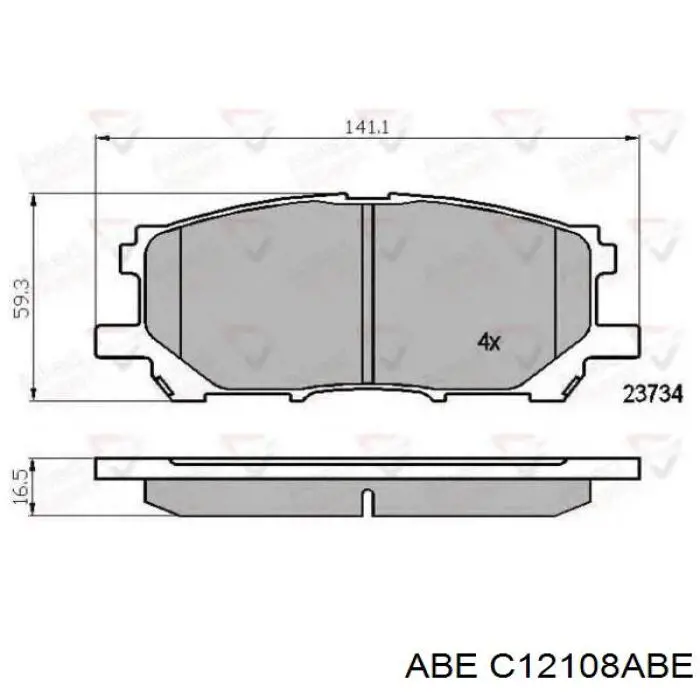 Гальмівні колодки ABE C12108ABE ціна, від 23.00 USD