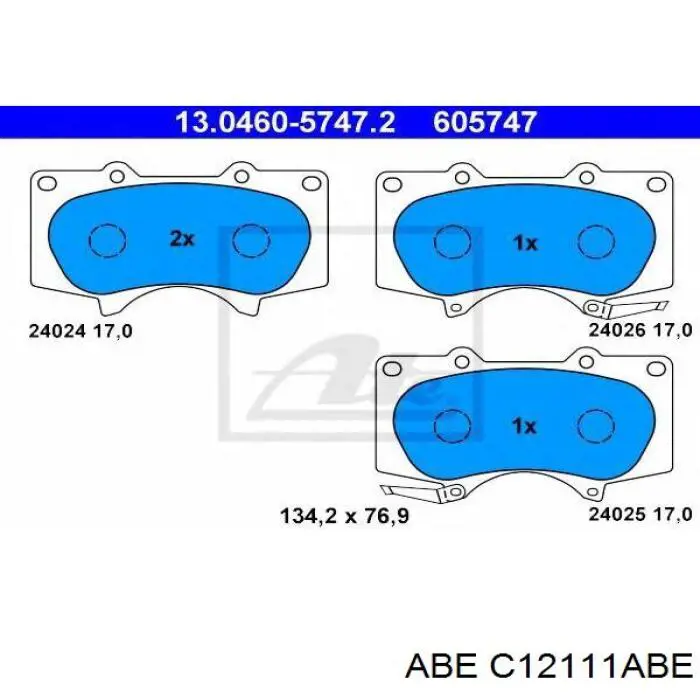 Колодки гальмівні передні, дискові C12111ABE ABE