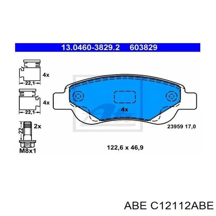 C12112ABE ABE Передні гальмівні колодки
