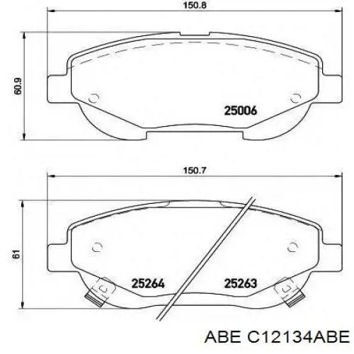 Купити C12134ABE ABE Колодки гальмівні передні, дискові