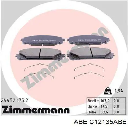 Гальмівні колодки ABE C12135ABE ціна, від 31.33 USD