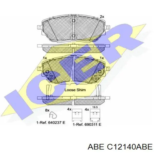 Колодки гальмівні передні, дискові C12140ABE ABE