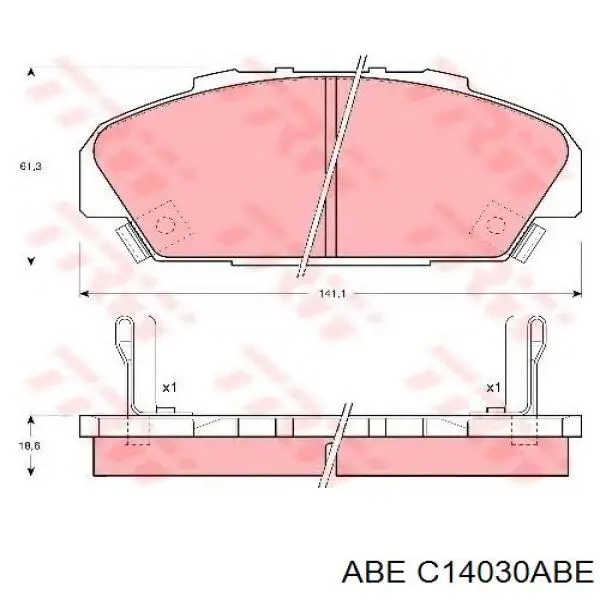 Передні тормозні колодки C14030ABE ABE