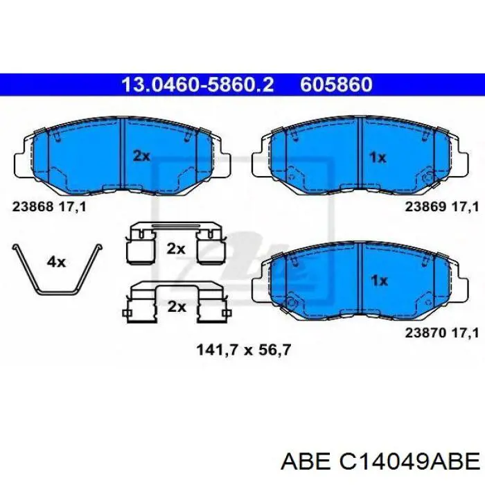 C14049ABE ABE Передні гальмівні колодки