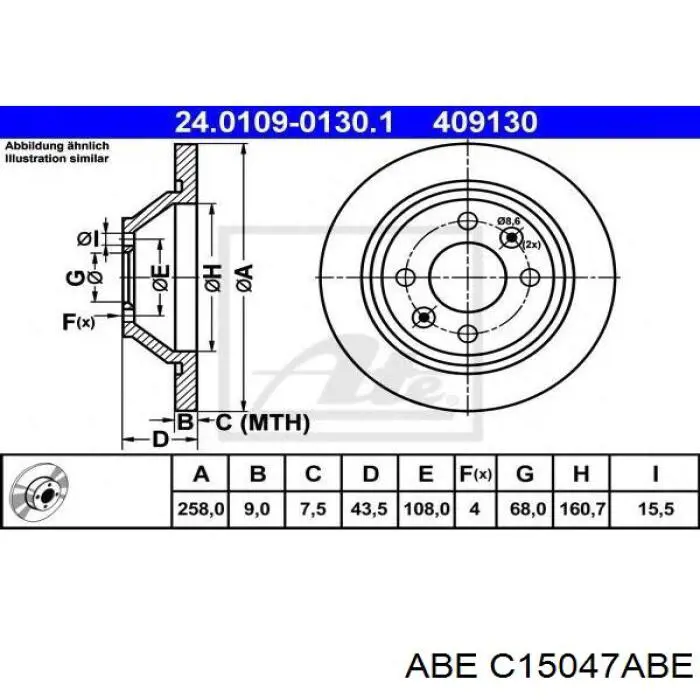 Купити C15047ABE ABE Колодки гальмівні передні, дискові