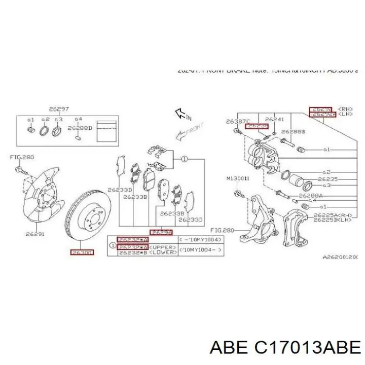 Гальмівні колодки ABE C17013ABE ціна, від 18.52 USD