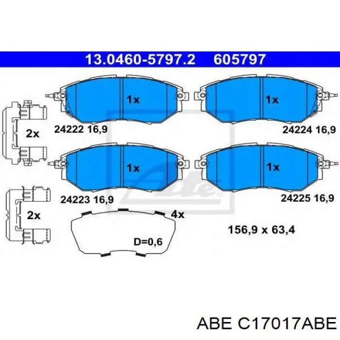 Гальмівні колодки ABE C17017ABE ціна, від 28.32 USD