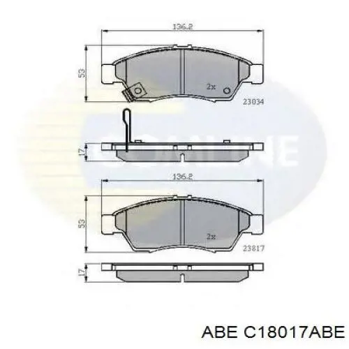 Гальмівні колодки ABE C18017ABE ціна, від 18.38 USD