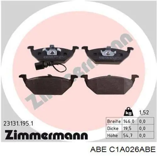 Гальмівні колодки ABE C1A026ABE ціна, від 18.25 USD