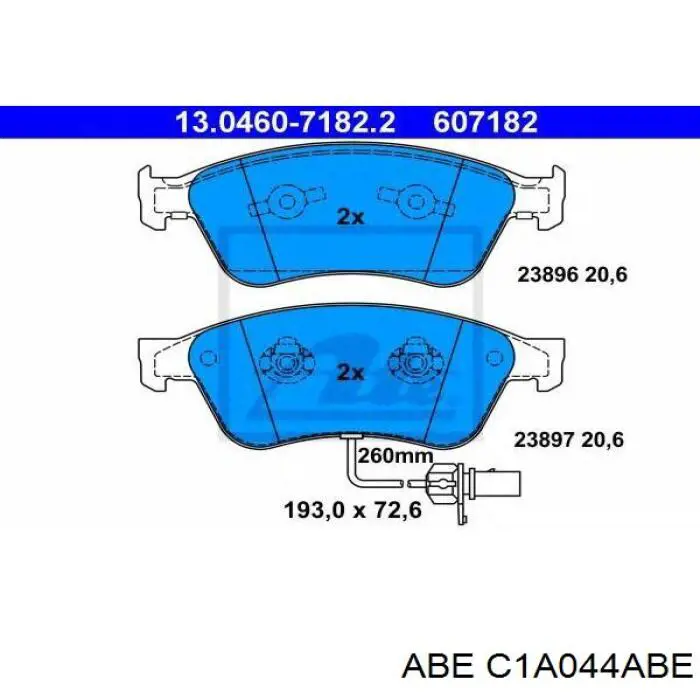 C1A044ABE ABE Передні гальмівні колодки