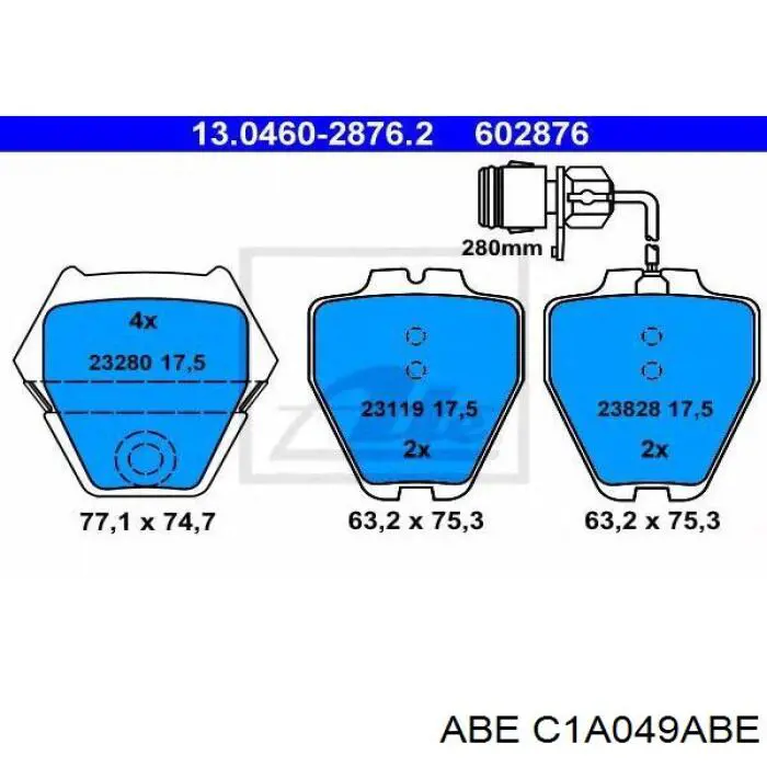 Гальмівні колодки ABE C1A049ABE ціна, від 35.21 USD
