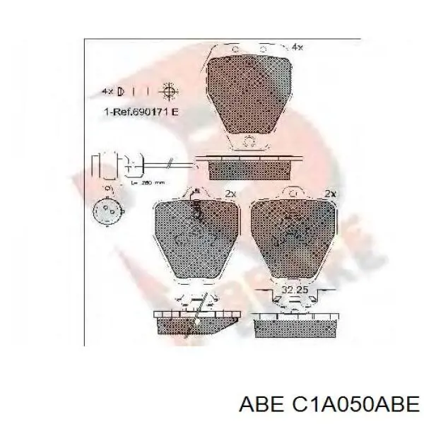 C1A050ABE ABE Передні гальмівні колодки
