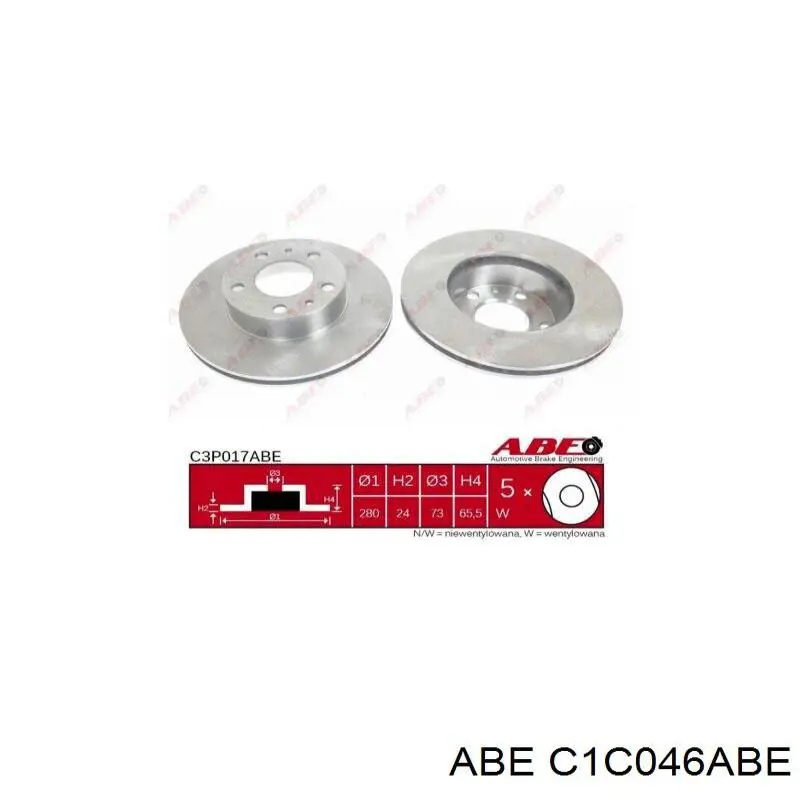 C1C046ABE ABE колодки гальмівні передні, дискові
