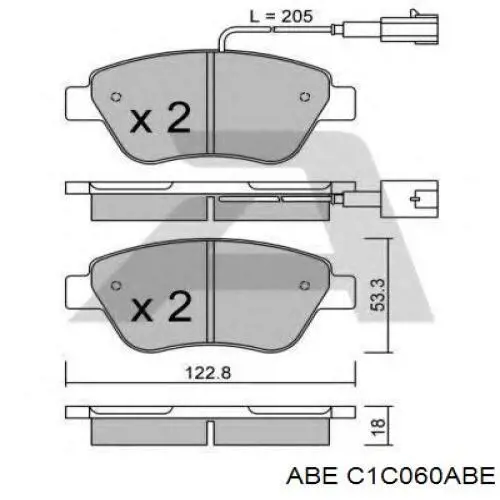 Передні тормозні колодки C1C060ABE ABE
