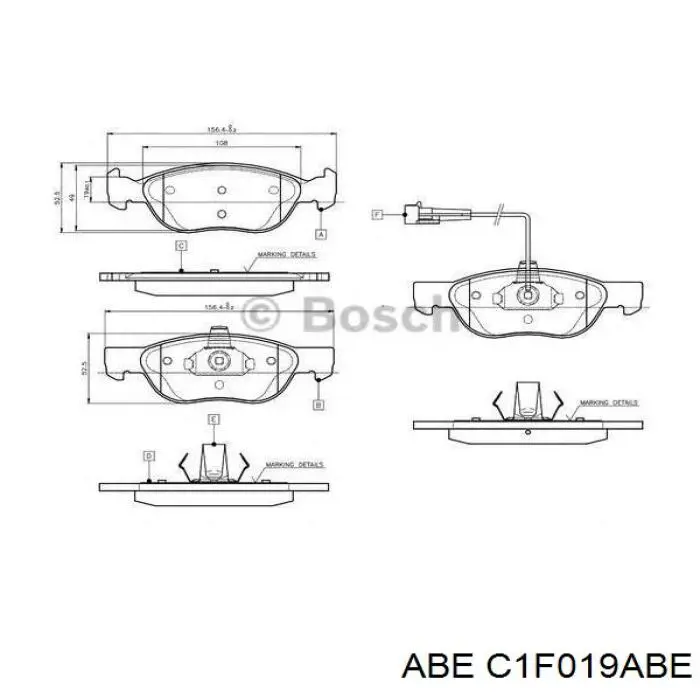 Гальмівні колодки ABE C1F019ABE ціна, від 17.93 USD