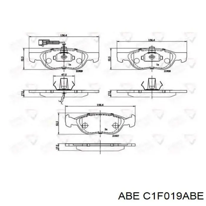 C1F019ABE ABE колодки гальмівні передні, дискові
