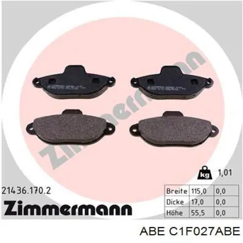 Купити C1F027ABE ABE Колодки гальмівні передні, дискові