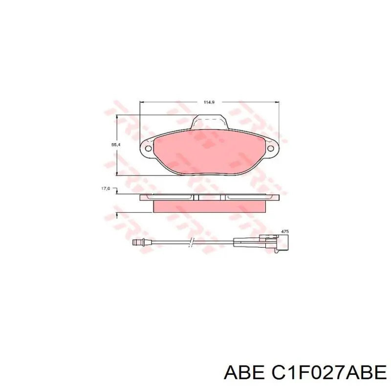C1F027ABE ABE Передні гальмівні колодки
