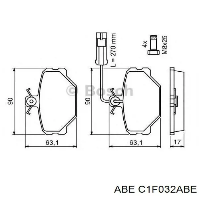 Гальмівні колодки ABE C1F032ABE ціна, від 12.30 USD