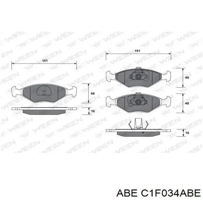 Купити C1F034ABE ABE Колодки гальмівні передні, дискові