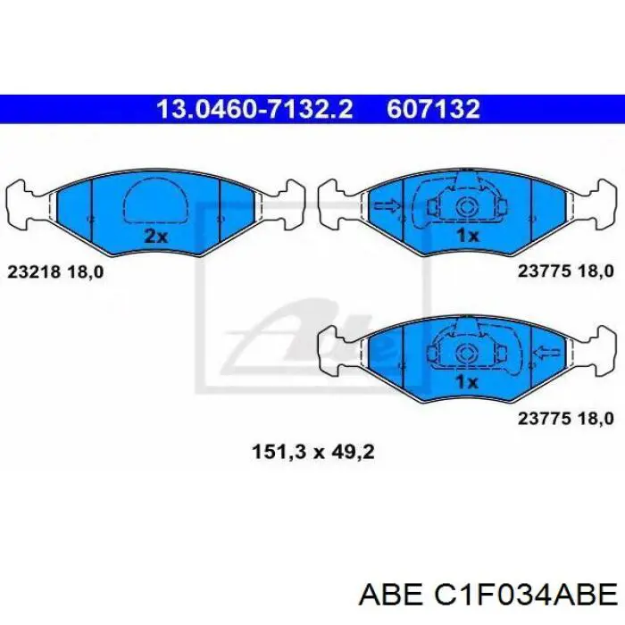 C1F034ABE ABE колодки гальмівні передні, дискові