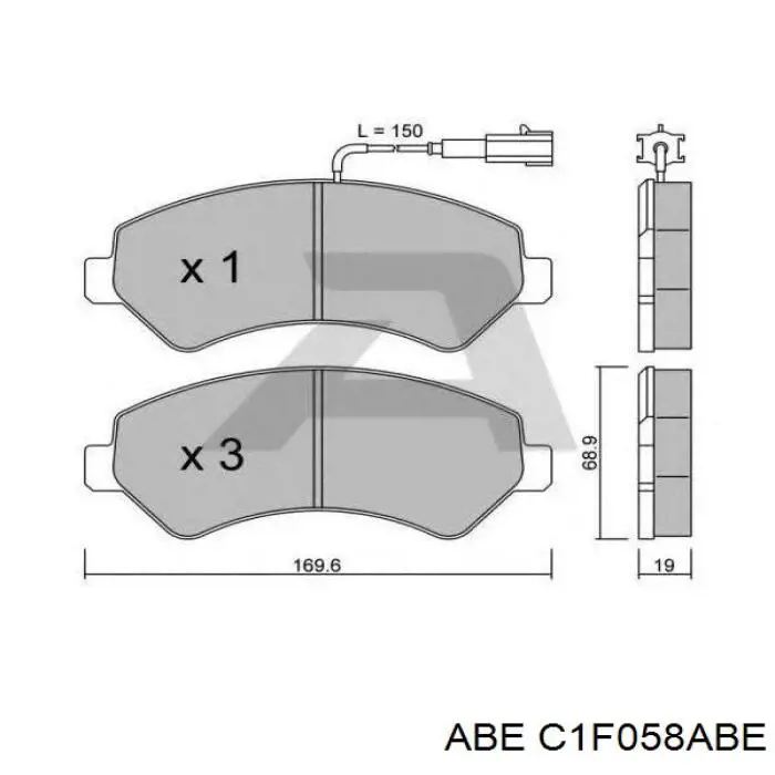 Купити C1F058ABE ABE Колодки гальмівні передні, дискові