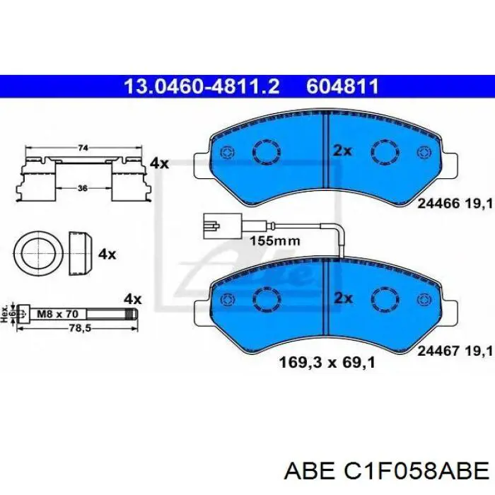 Гальмівні колодки ABE C1F058ABE ціна, від 31.31 USD