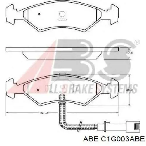 Гальмівні колодки ABE C1G003ABE ціна, від 16.78 USD
