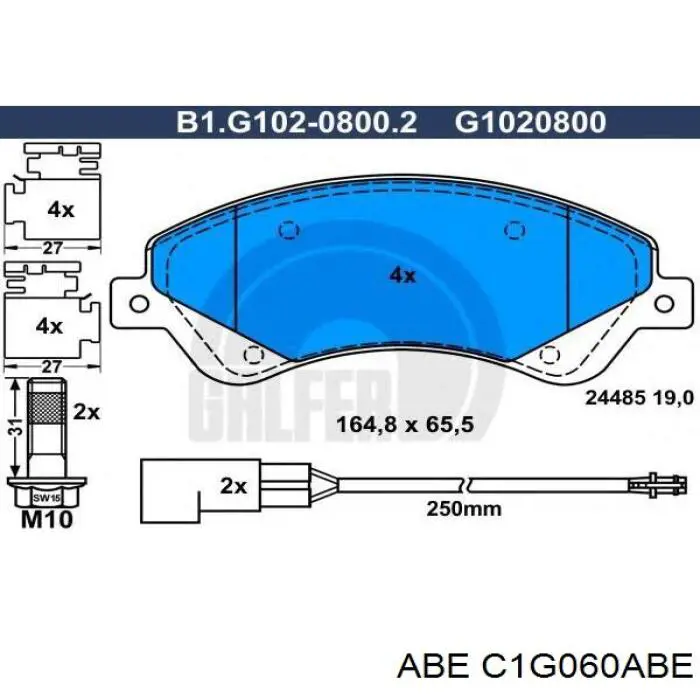 C1G060ABE ABE Передні гальмівні колодки
