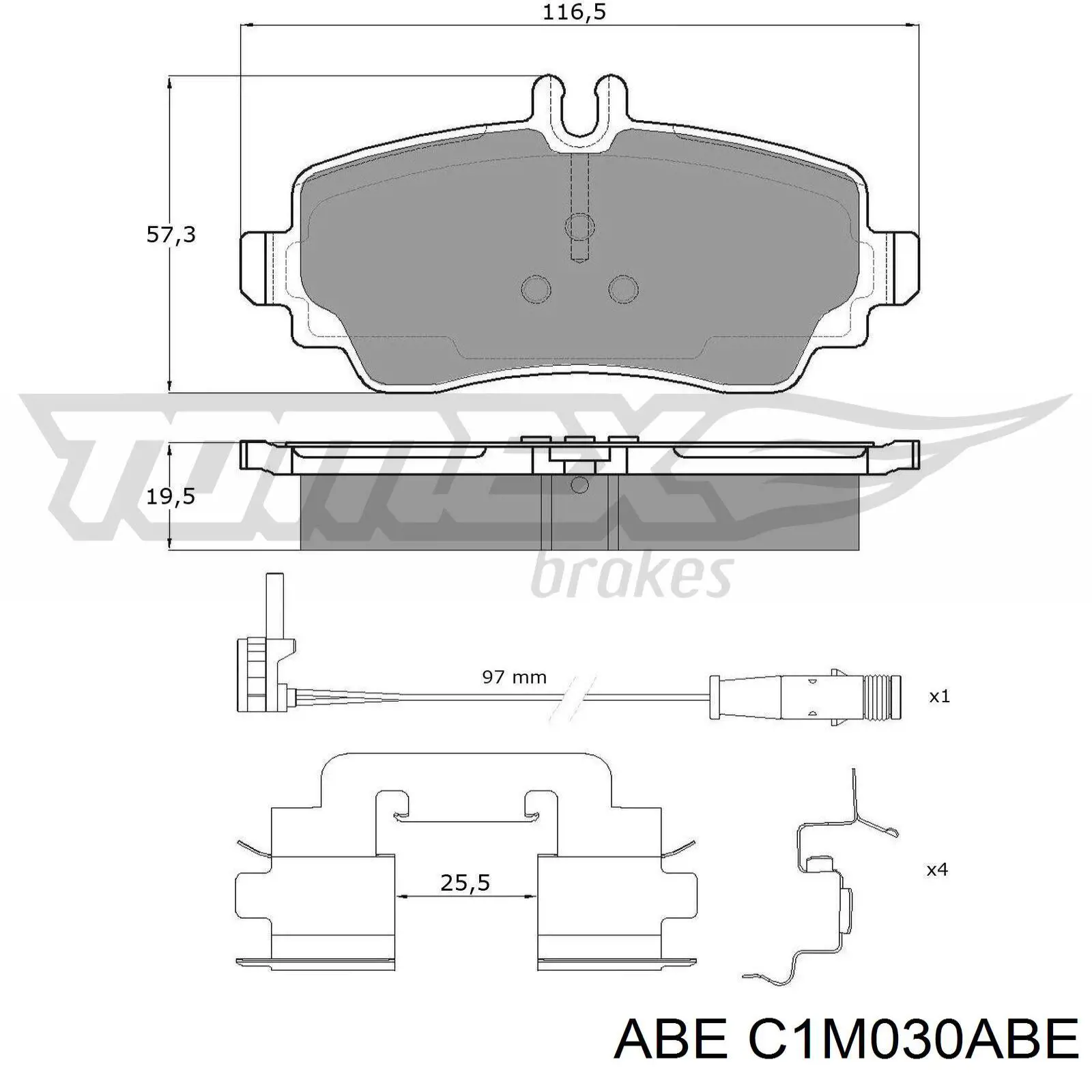 C1M030ABE ABE Передні гальмівні колодки