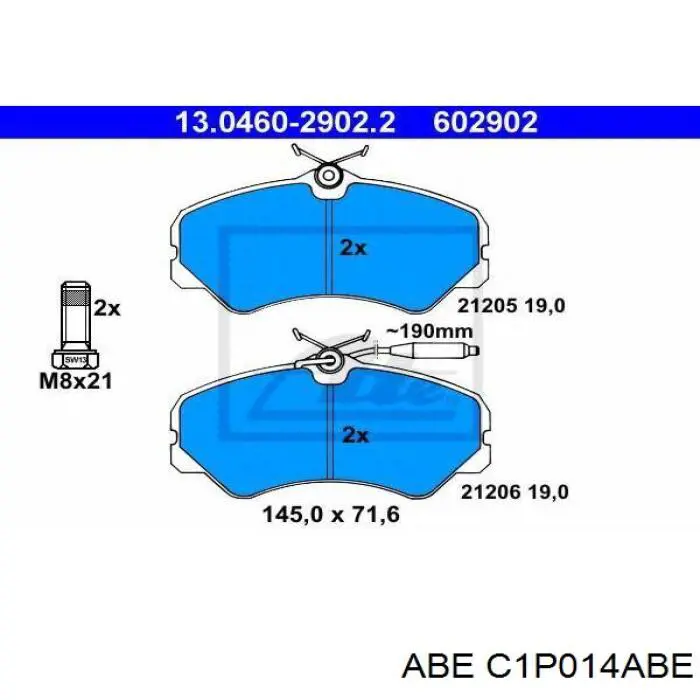 Купити C1P014ABE ABE Колодки гальмівні передні, дискові
