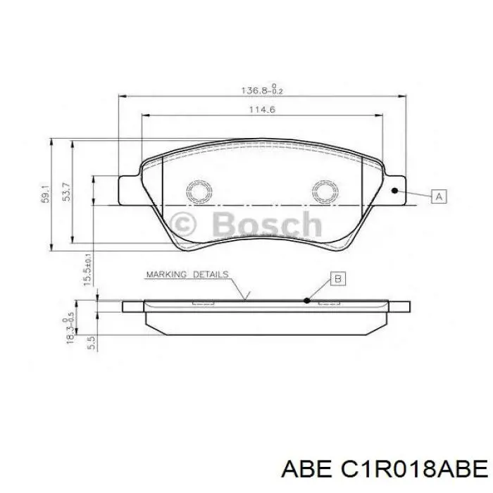 Гальмівні колодки ABE C1R018ABE ціна, від 790.64 UAH